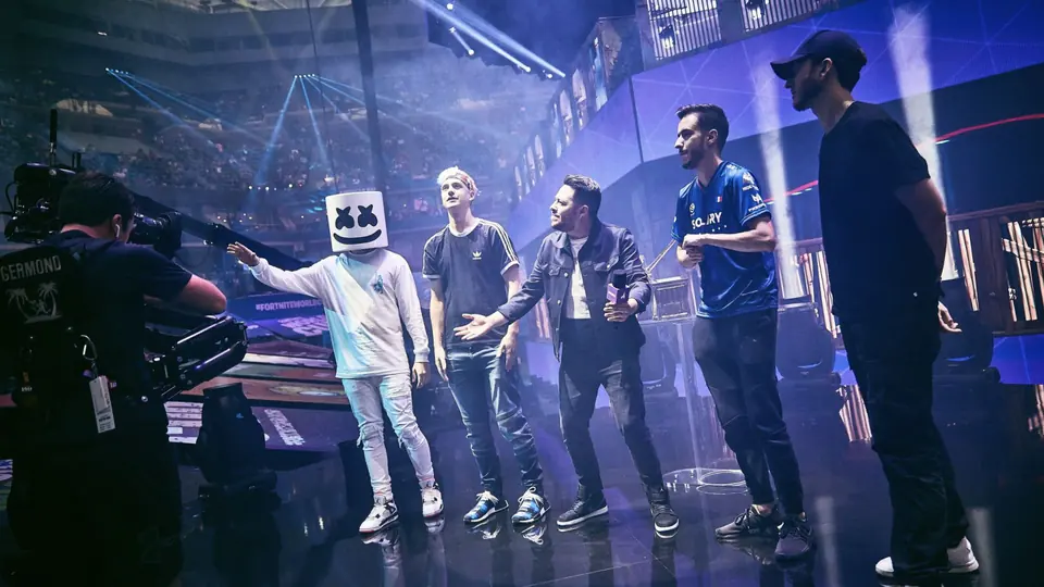 Performers on stage at the Fortnite World Cup.