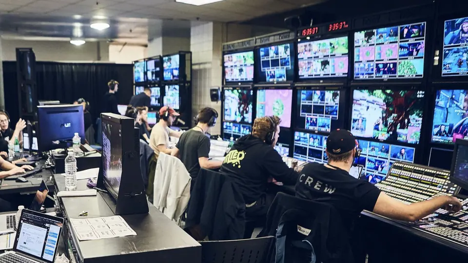 The broadcast control room.