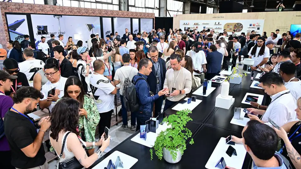 Attendees trying devices in the Experience Zone.